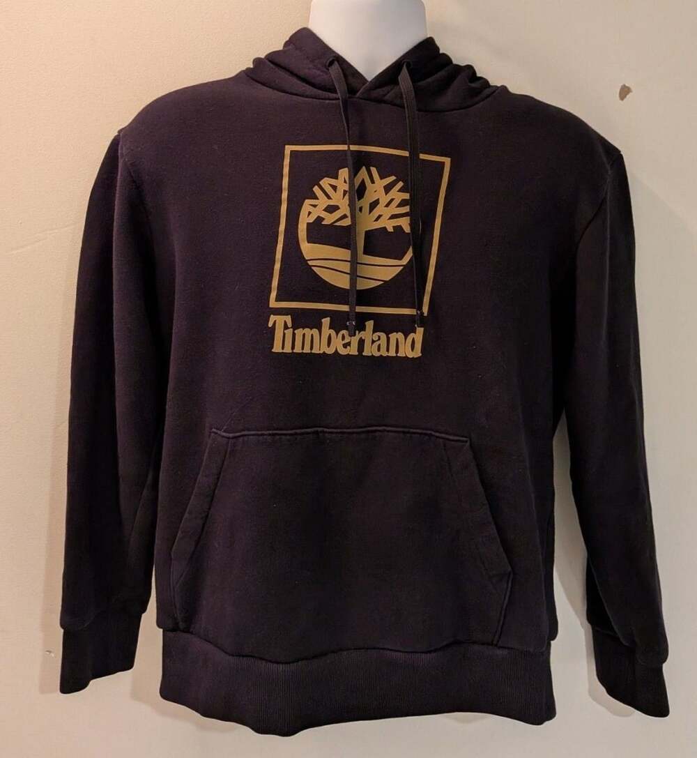 Timberland Core Logo PO Hoodie Black Gold Graphic Sweatshirt